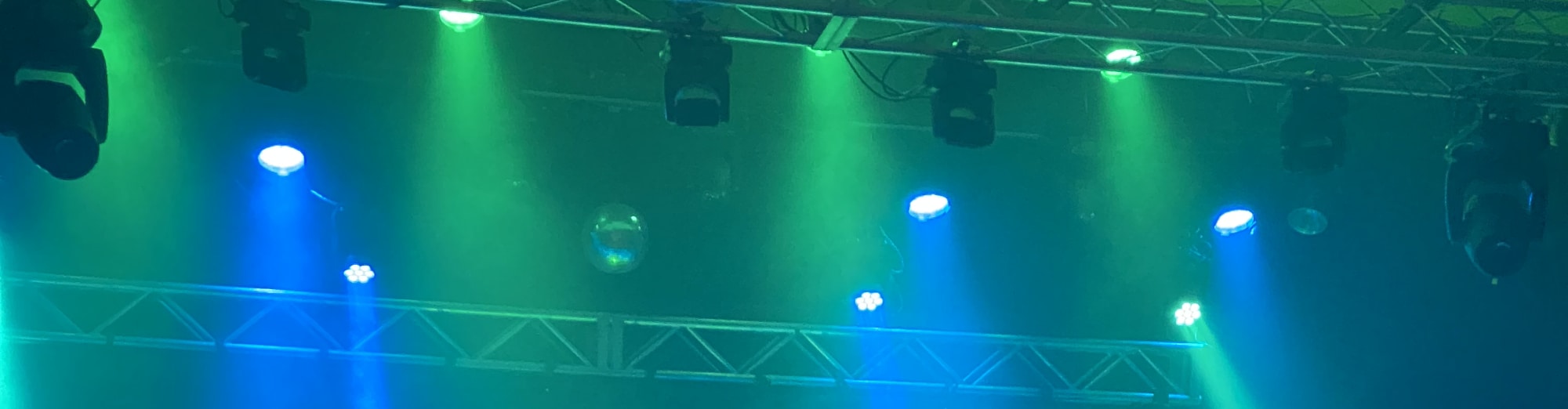 blue and green theater stage lights Corpus Christi